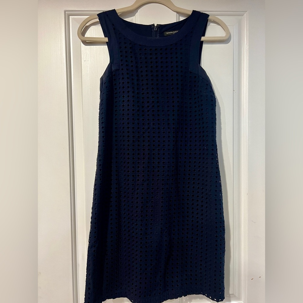 Banana Republic Eyelet Navy Sleeveless Dress